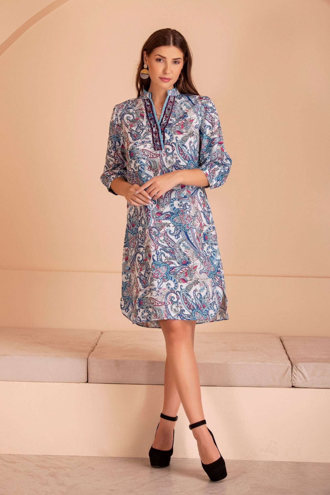 BLUE EMBROIDERED TUNIC