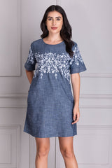 Denim Embroidery Dress