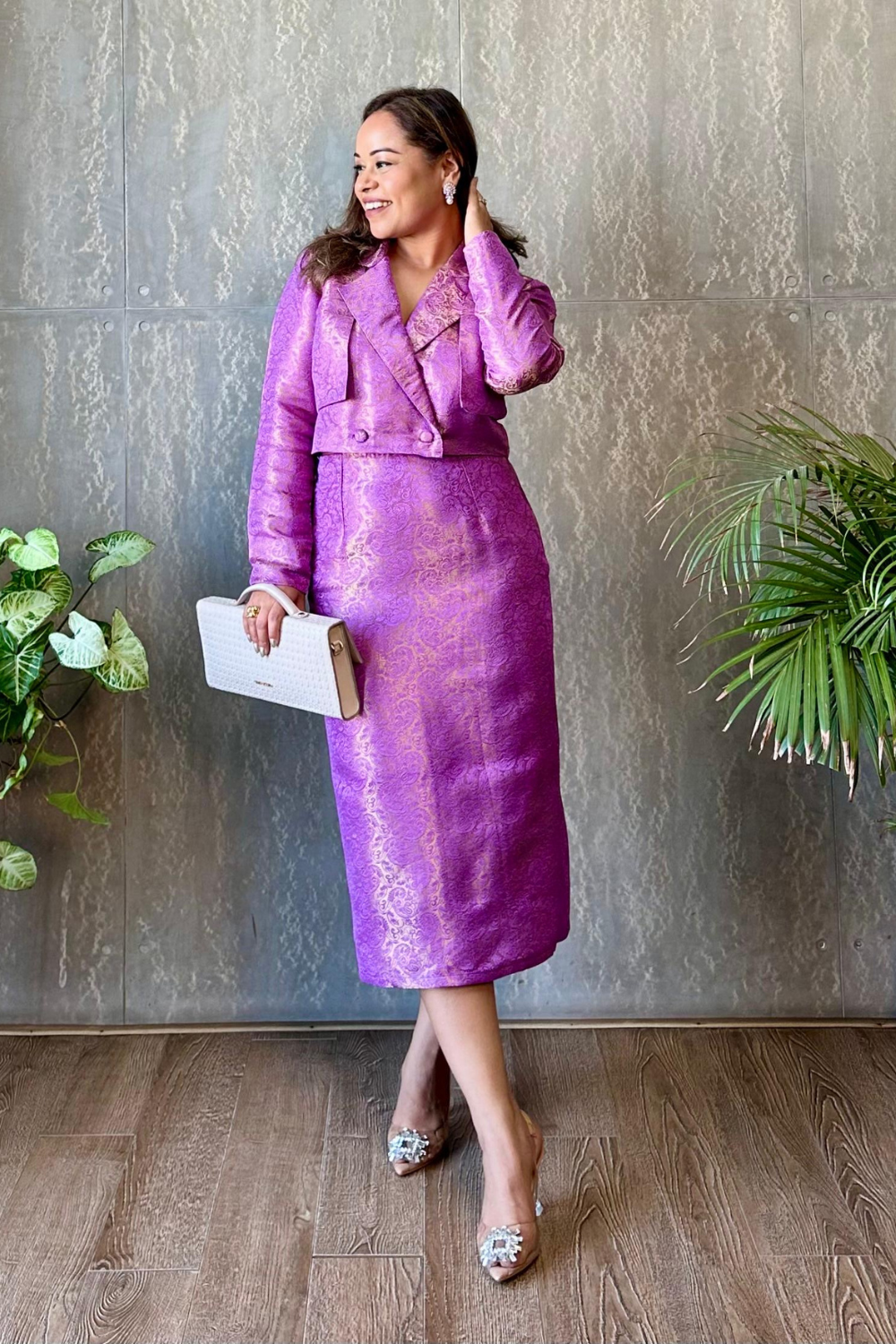 Lavender Brocade Pencil skirt and jacket