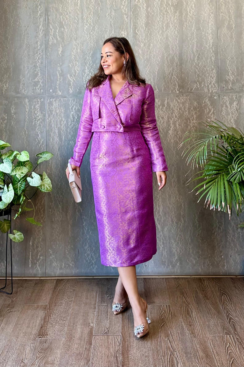 Lavender Brocade Pencil skirt and jacket