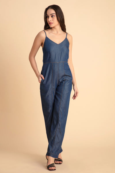 Buy Only Blue Cotton Maxi Denim Jumpsuit for Women Online @ Tata CLiQ