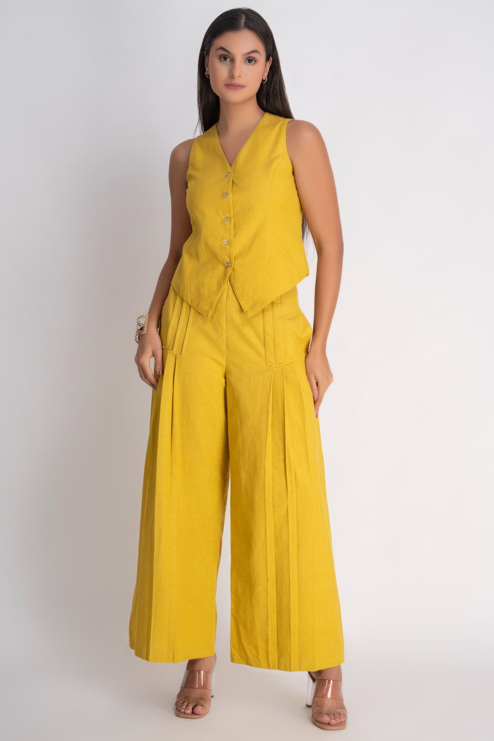 Sunny Mustard Waistcoat with Pants