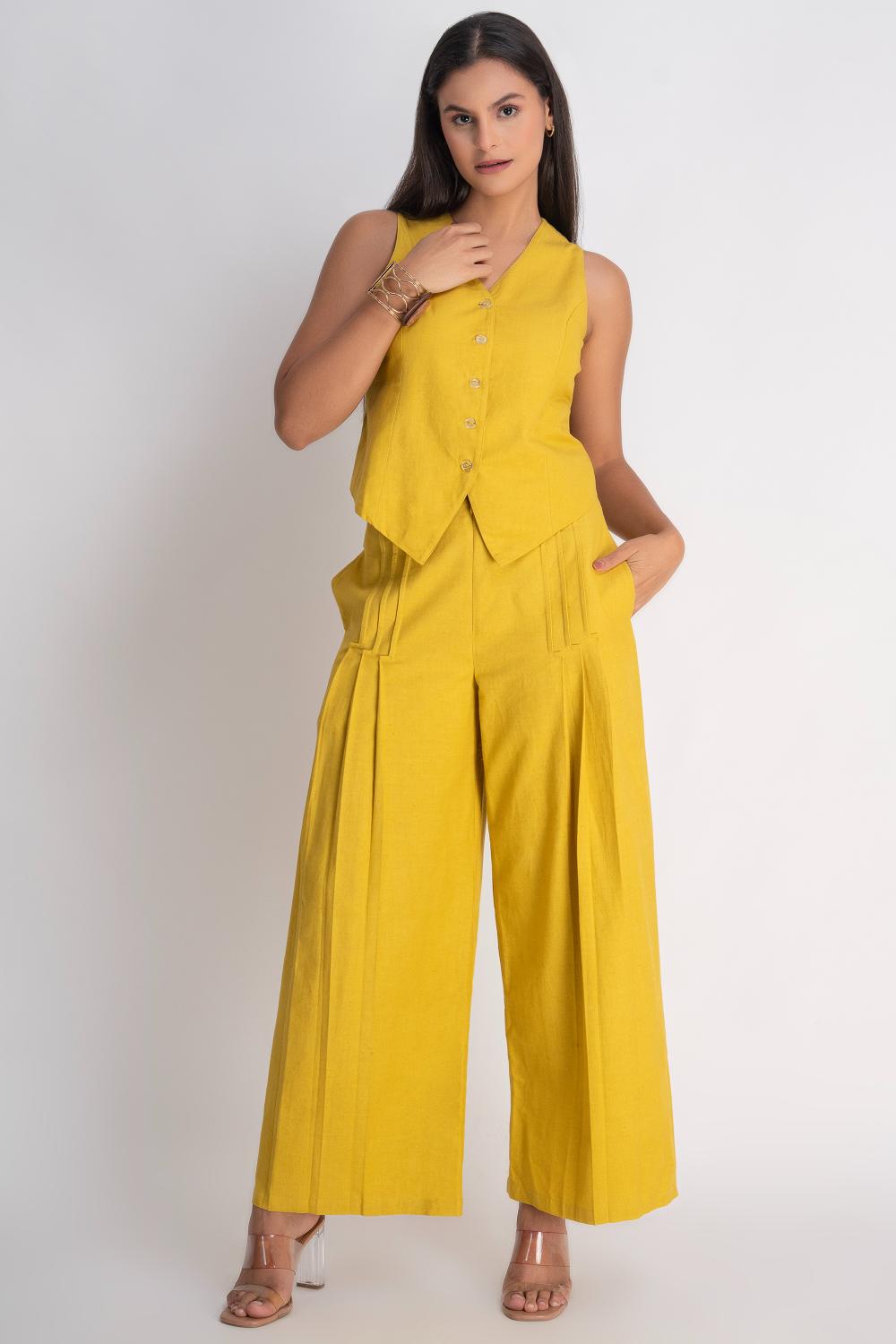 Sunny Mustard Waistcoat with Pants