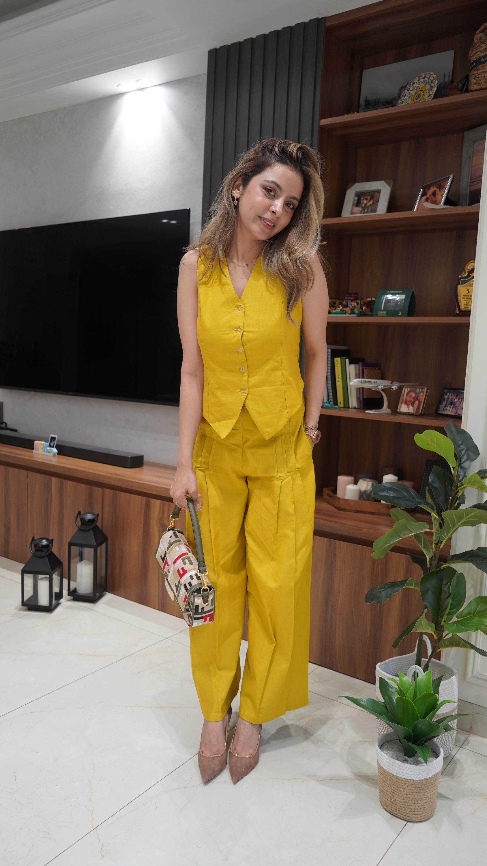 Sunny Mustard Waistcoat with Pants