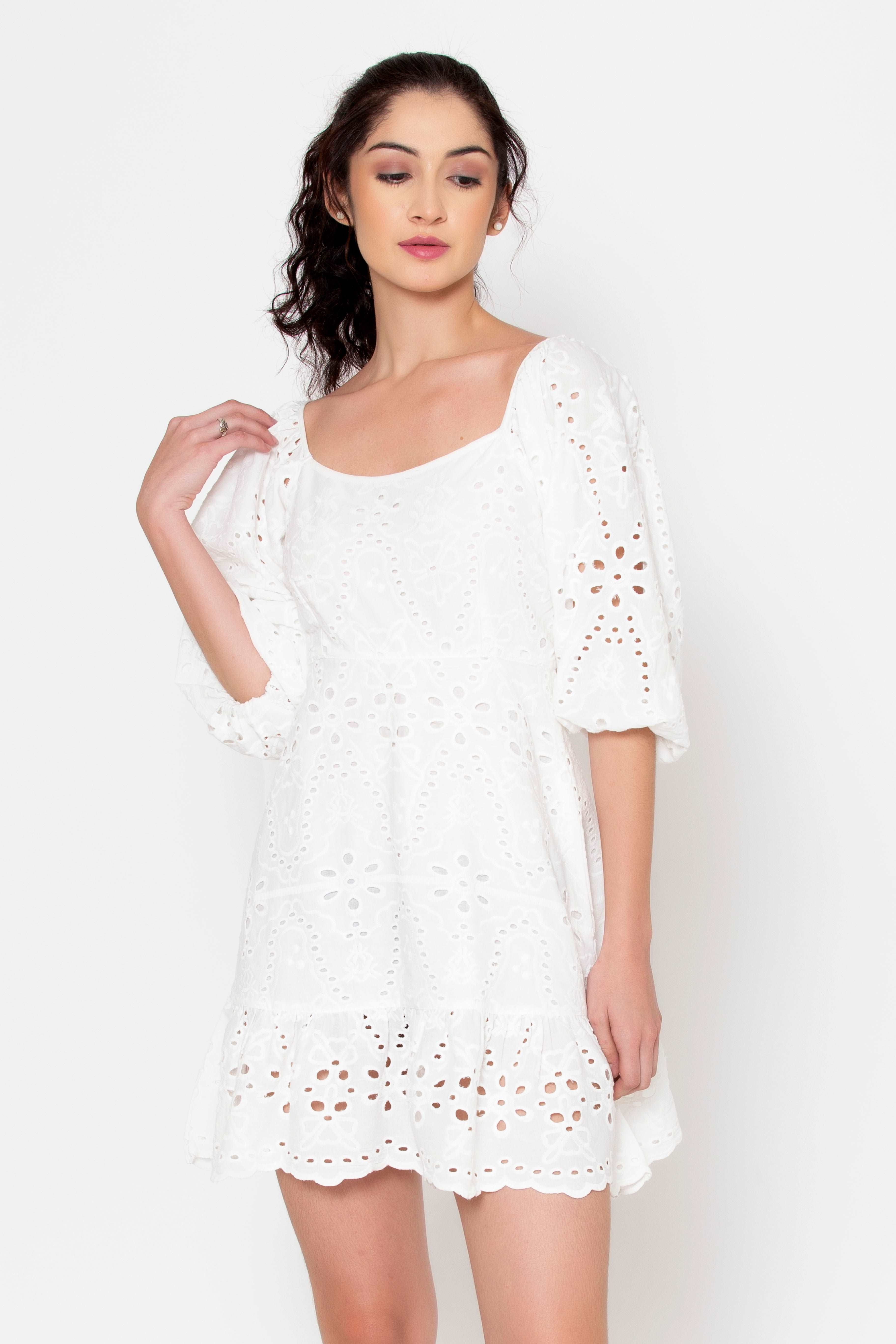 Eyelet Back Tie Dress