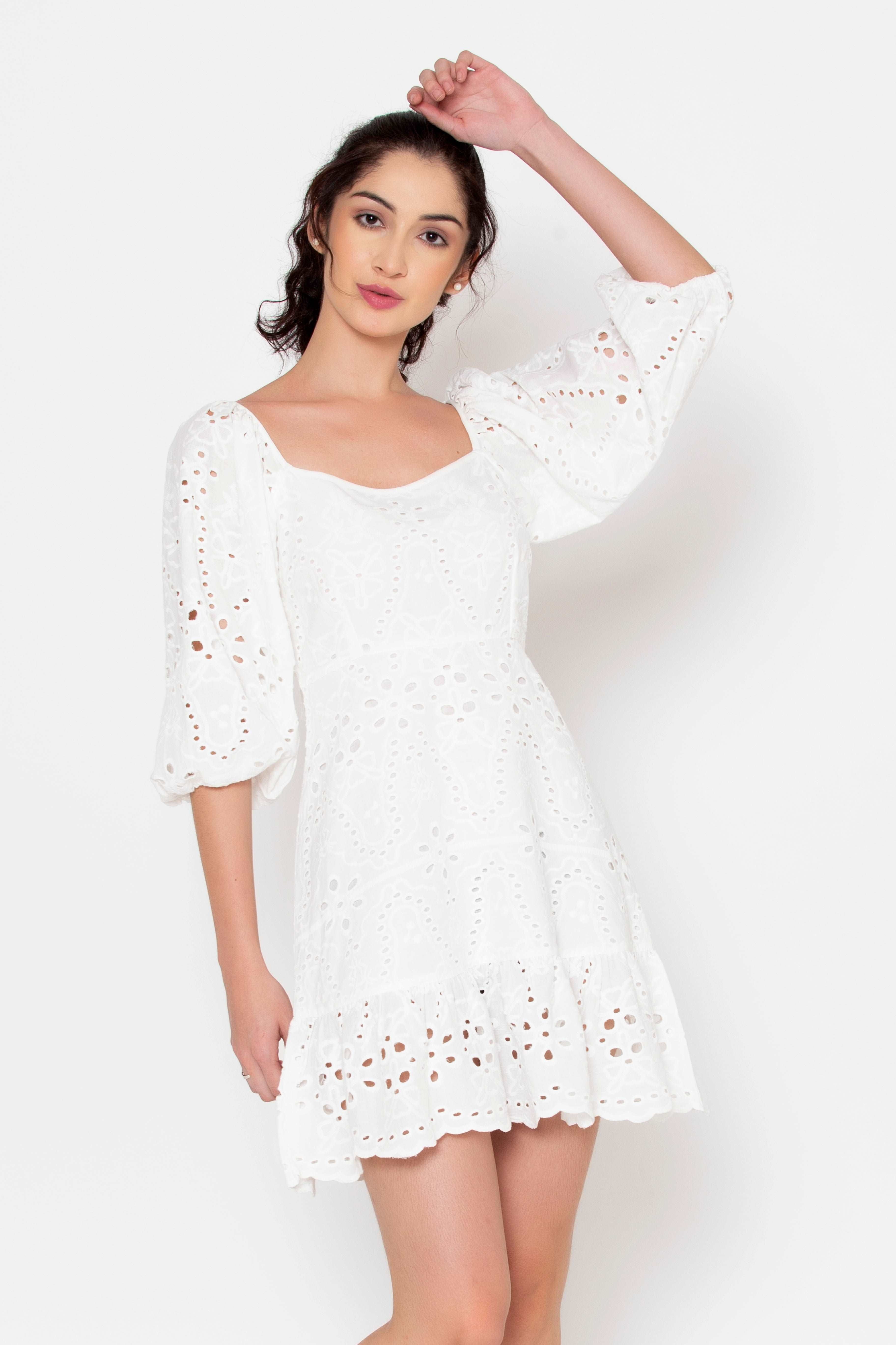 Eyelet Back Tie Dress