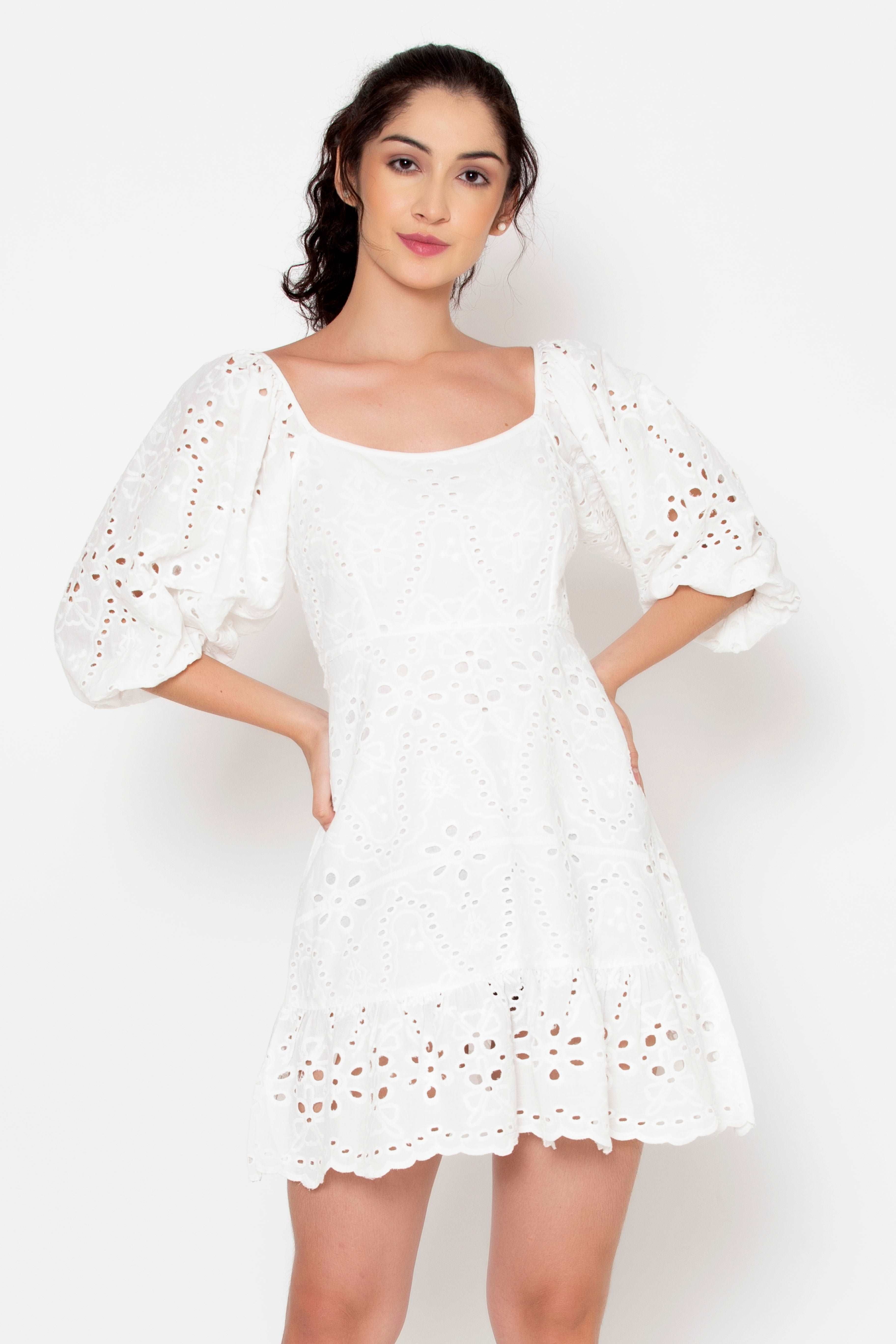 Eyelet Back Tie Dress