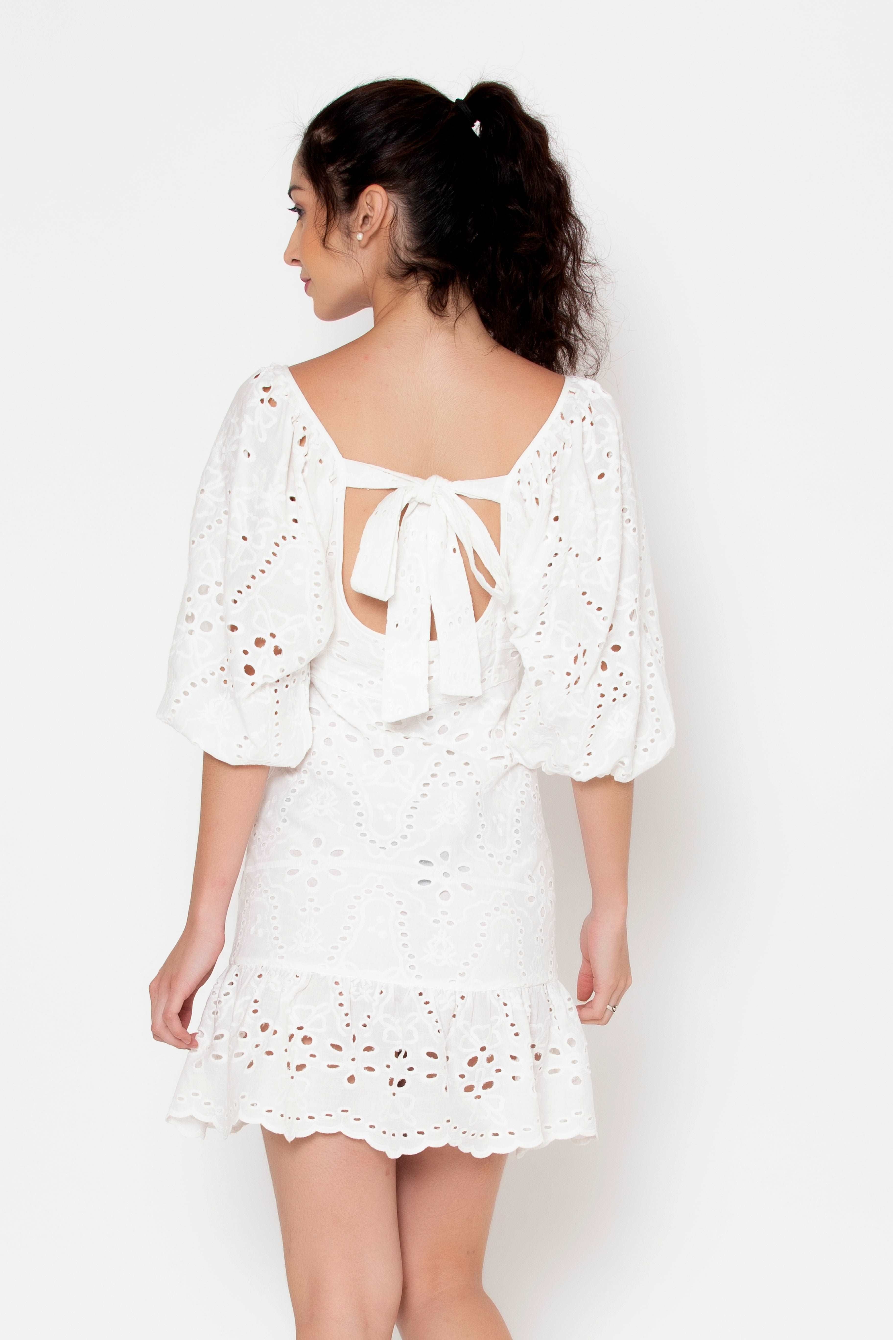 Eyelet Back Tie Dress