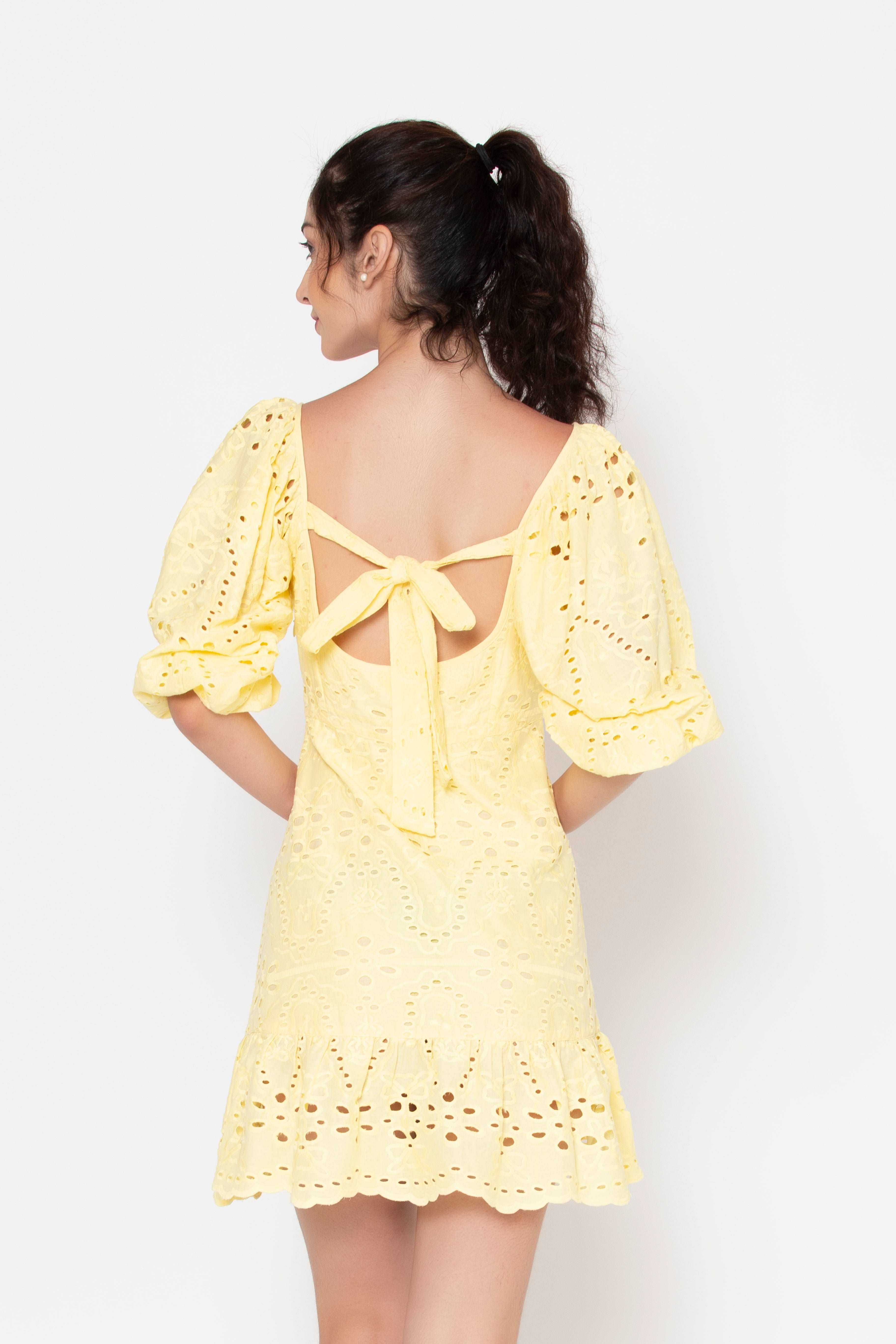 Eyelet Back Tie Dress